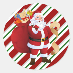 Kerstkerstkerstkerstman die zijn lijstenvelop cont ronde sticker