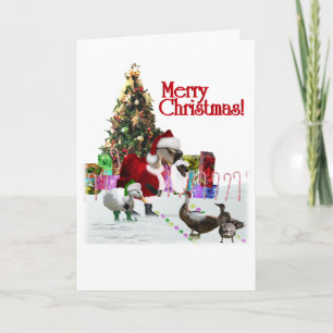 Kerstkerstkerstkerstman en eenden feestdagen kaart