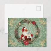  kerstkerstkerstkerstman en Wreath Briefkaart (Voorkant / Achterkant)