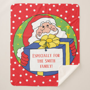 "kerstkerstkerstkerstman"-mandje/medium personalis sherpa deken