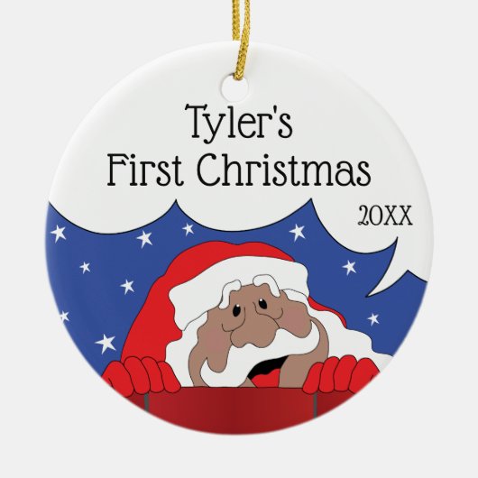 Kerstkerstkerstkerstman met kleur Zegt Keramisch Ornament (Voorkant)