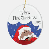 Kerstkerstkerstkerstman met kleur Zegt Keramisch Ornament (Links)