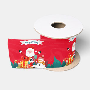 Kerstkerstkerstkerstman met Snowman en Cadeaus Lint