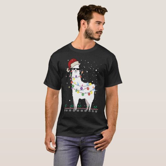 Kerstkerstkerstkerstman met Ugly Xmas Tree Alpaca T-shirt (Voorkant volledig)