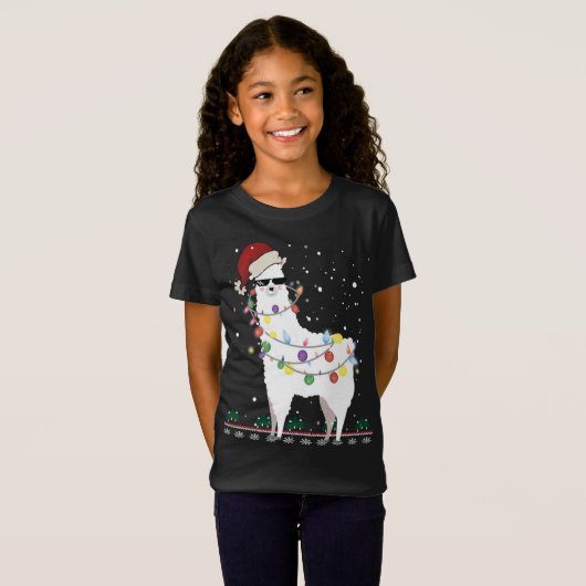 Kerstkerstkerstkerstman met Ugly Xmas Tree Alpaca  T-shirt (Voorkant volledig)