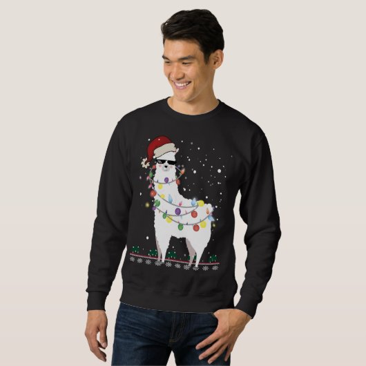 Kerstkerstkerstkerstman met Ugly Xmas Tree Alpaca  Trui (Voorkant volledig)