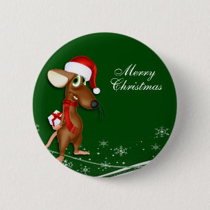 Kerstkerstkerstkerstman-muis Ronde Button 5,7 Cm