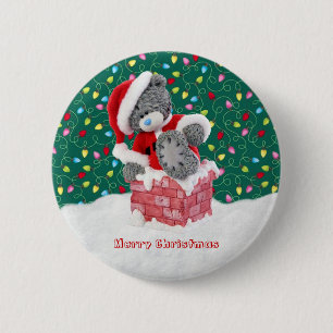 Kerstkerstkerstkerstman Teddy Bear-Button Ronde Button 5,7 Cm
