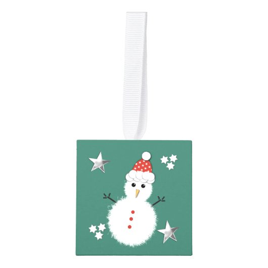 Kerstkerstkerstkerststop hier Snowman-kind Foto Kubus Ornament