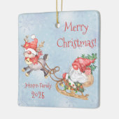 Kerstkerstkerstkoepel met rendierfeestdag keramisch ornament (Links)