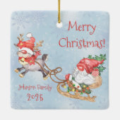 Kerstkerstkerstkoepel met rendierfeestdag keramisch ornament (Achterkant)