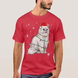 Kerstkerstkerstlampje met Perzische kat Santa T-shirt