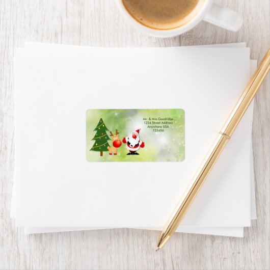 Kerstkerstkerstman en rudolf-adreslabel etiket (Insitu)