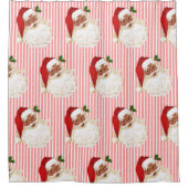 Kerstkerstkerstman,  kerstman, rood & witte streep douchegordijn (Voorkant)