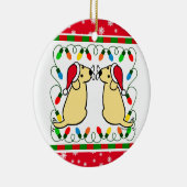 Kerstkerstkerstvioolse labradors keramisch ornament (Rechts)