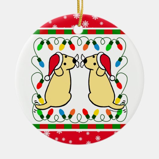 Kerstkerstkerstvioolse labradors keramisch ornament (Voorkant)