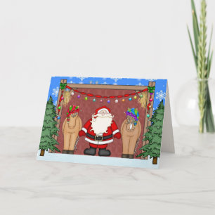 KerstkerstkerstWenskaart voor Cute Santa en Horse Feestdagen Kaart