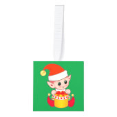 Kerstkerstklei Kubus Ornament (Voorkant)