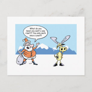 Kerstkerstman en Cartoon met de opvallende rendier Feestdagenkaart