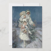 Kerstkerstman en  engel in het wit feestdagenkaart (Voorkant)