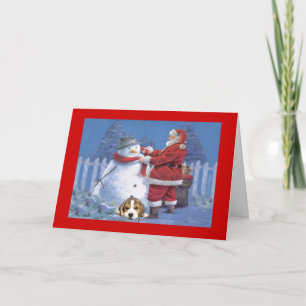 Kerstkerstman en Snowman-Wenskaart Feestdagen Kaart