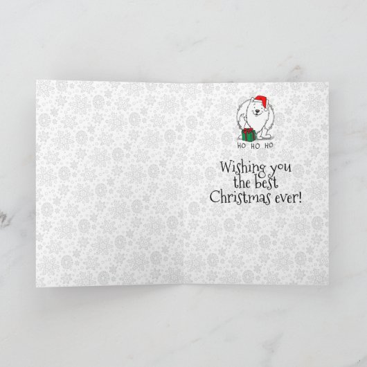 Kerstkerstman: Eskimo Dog HO HO Cute Kaart (Binnen)