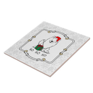 Kerstkerstman: Eskimo Dog HO HO Cute Tegeltje