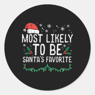 Kerstkerstman Favoriete kerst Familie Match Kinder Ronde Sticker