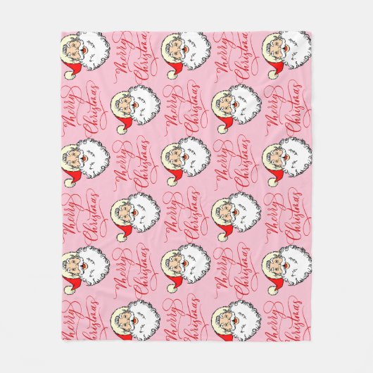 Kerstkerstman kerstman roze fleece Blanket (Voorkant)