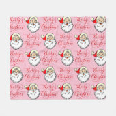 Kerstkerstman kerstman roze fleece Blanket (Voorkant (Horizontaal))