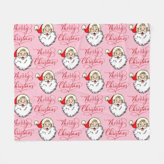 Kerstkerstman kerstman roze fleece Blanket Deken (Voorkant (Horizontaal))