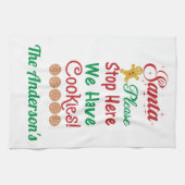 Kerstkerstman Stop hier alsjeblieft met koekjes. Theedoek (Horizontaal)