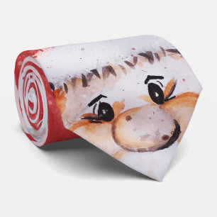 Kerstkerstman waterverf Santa Claus "Joy Love Peac Stropdas