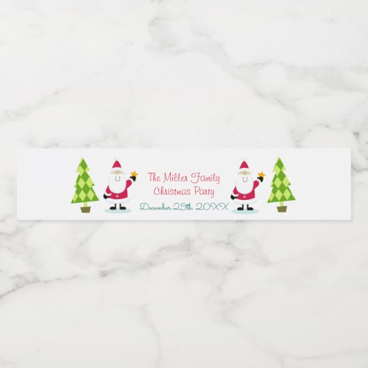 Kerstkerstmis Waterfles Etiket (Enkel label)