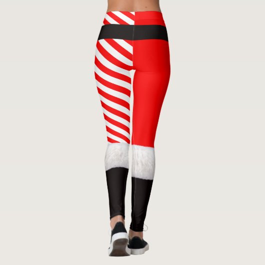 Kerstkerstsanta+kostumes+Red+katoen+wol+plush been Leggings (Achterkant)