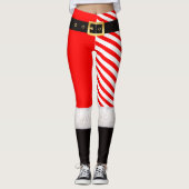 Kerstkerstsanta+kostumes+Red+katoen+wol+plush been Leggings (Voorkant)