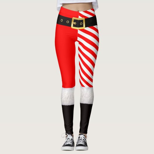 Kerstkerstsanta+kostumes+Red+katoen+wol+plush been Leggings (Voorkant)