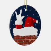 Kerstkerstversiering met ik hou van je in ASL Keramisch Ornament (Rechts)