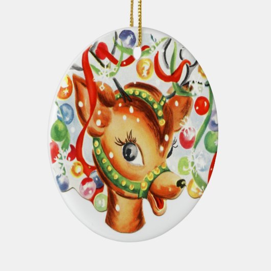 kerstkerstversiering met rendierkeramiek keramisch ornament (Rechts)