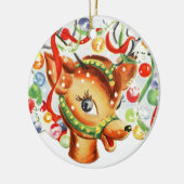 kerstkerstversiering met rendierkeramiek keramisch ornament (Links)