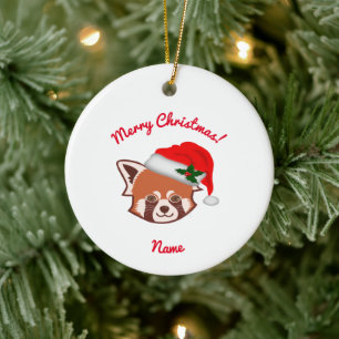 Kerstkerstversiering "Santa and Kerstred Panda" Keramisch Ornament