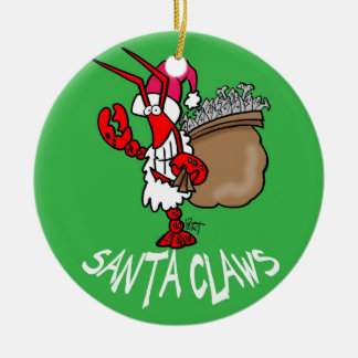 Kerstkerstversiering voor kerstman in Santa Claws! Keramisch Ornament