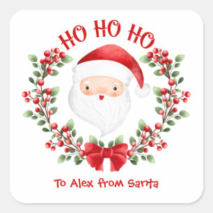 Kerstkerstvierkant met een korte kerstman vierkante sticker