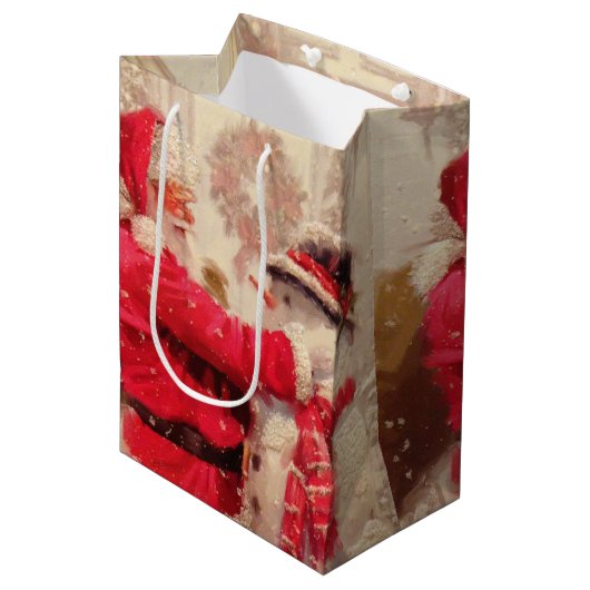  Kerstkerstwinter Snowman Medium Cadeauzakje (Voorkant Gekanteld)