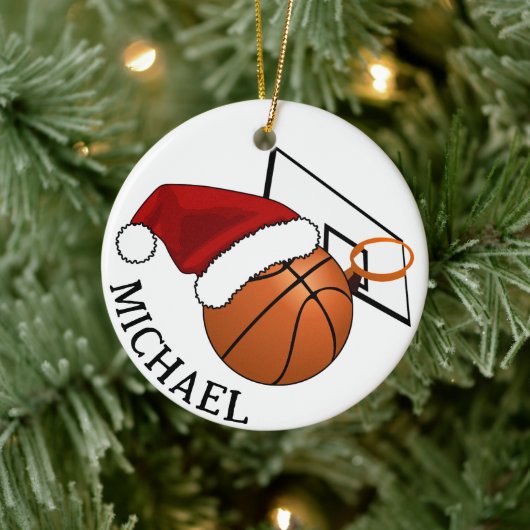 Kerstketball en Hoop Keramisch Ornament (Boom)