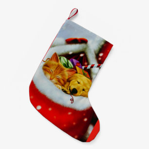 kerstkeuken en puppy Stocking Kleine Kerstsok