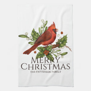 Kerstkeuken Geschenk Rode Kardinaal Hulst Theedoek