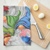 Kerstkeuken Happy Gnomen Party Theedoek (Quarter Fold)