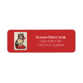 kerstkeuken met rood busadres etiket (Voorkant)