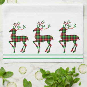 Kerstkeuken Rood en groen geblazen deer Theedoek